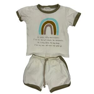 Salty Shreds Rainbow Tee & Shorts Outfit Set Size 2/3Y